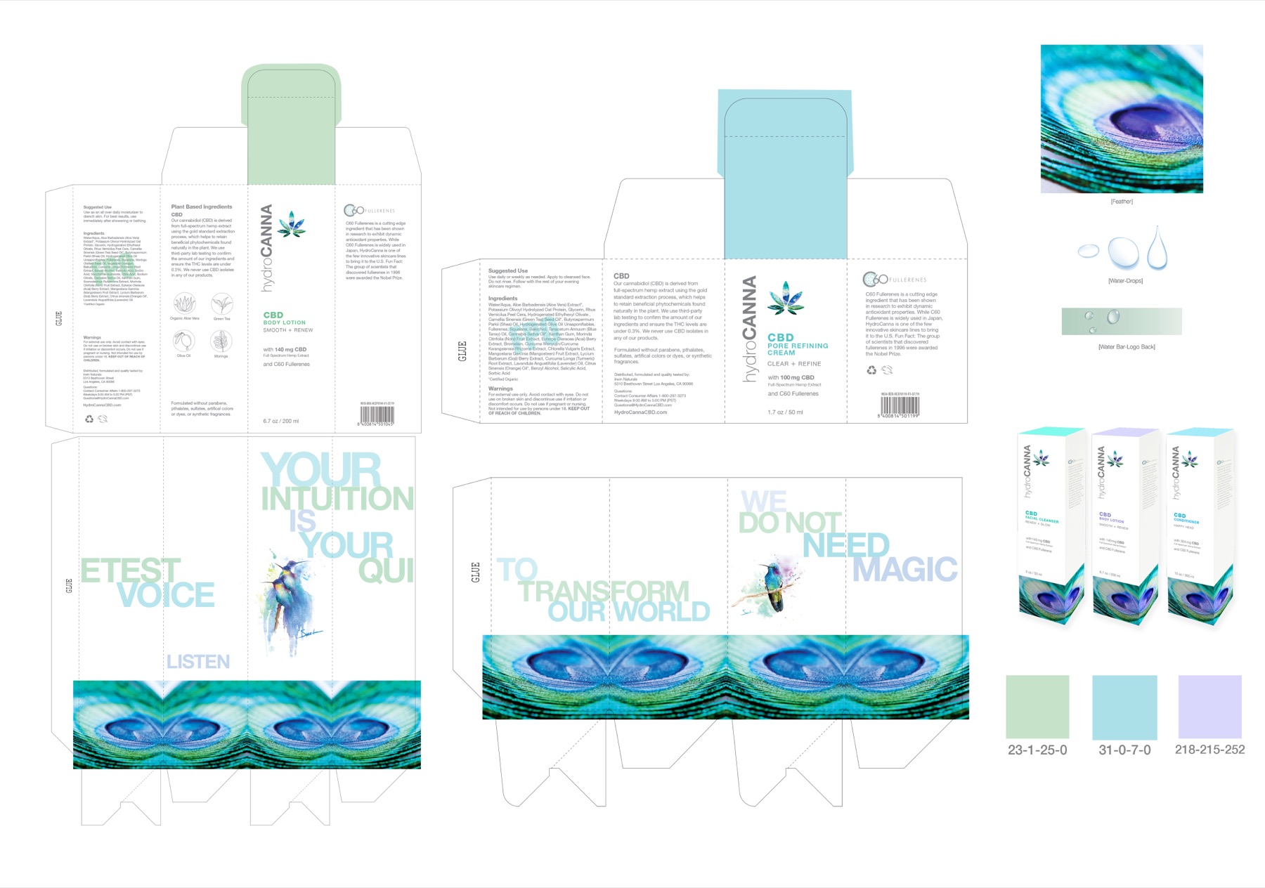 hydroCANNA packaging dielines and campaign concept work